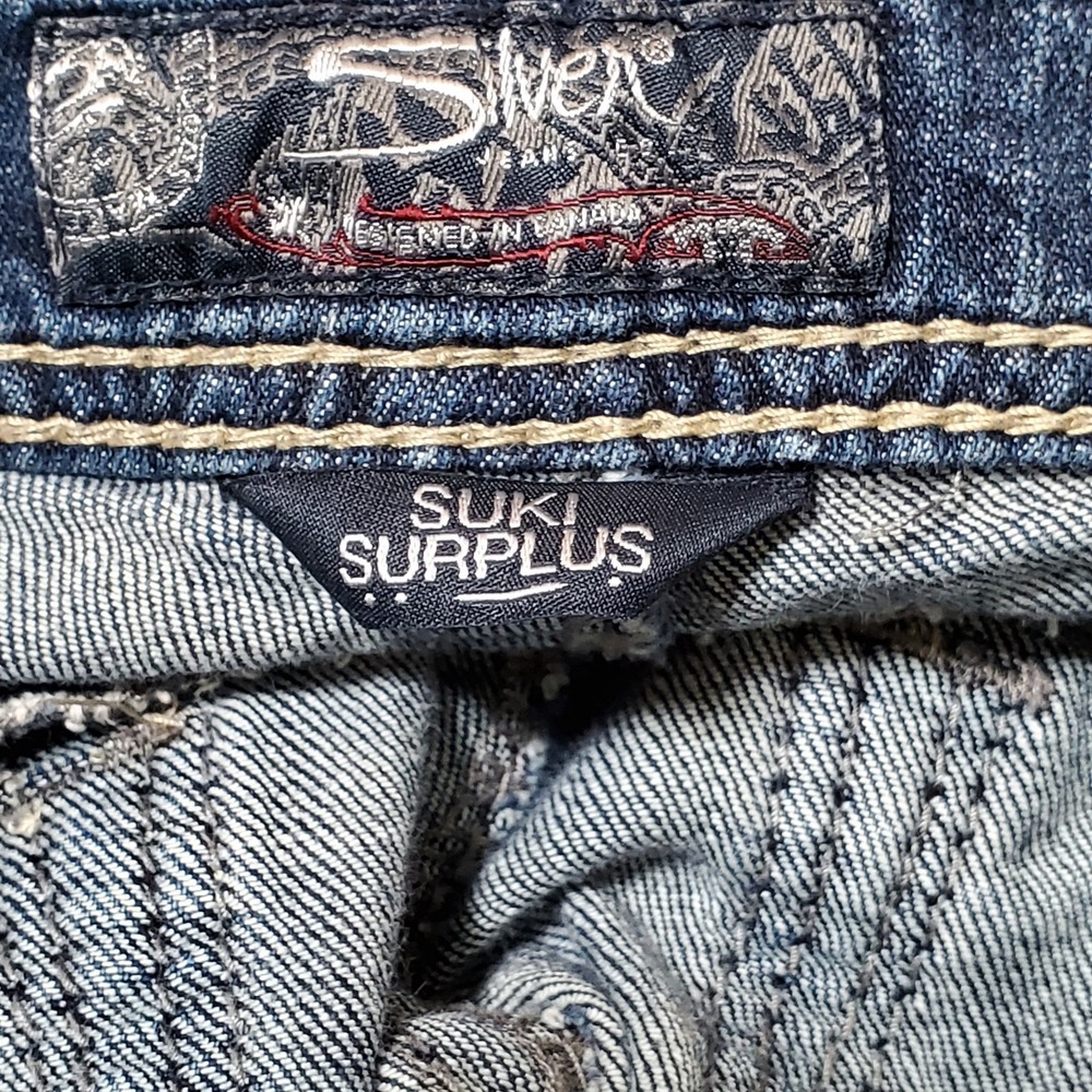 Silver Suki Retro Jeans Bootcut Y2k Embellished Pockets Sz 32/30 Denim Mid Rise - Picture 4 of 6